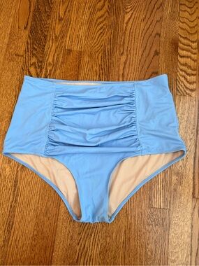 Light Blue High Waist Ruched Bikini Bottoms